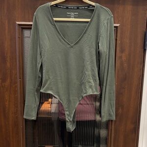 Calvin Klein Green Long Sleeve Bodysuit